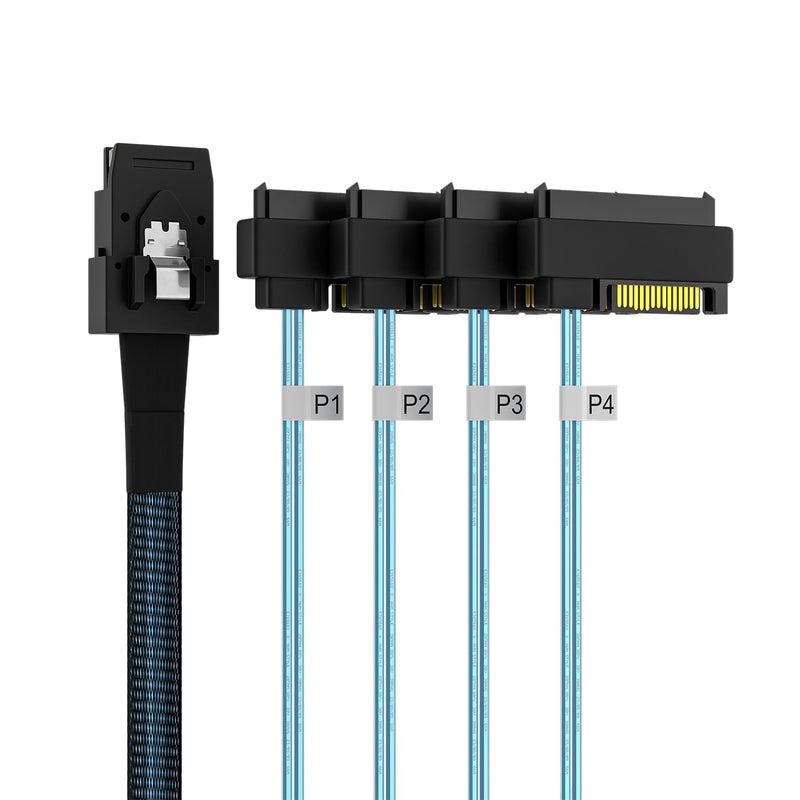OIKWAN كابل Mini-SAS إلى SAS: 1م موصل SFF-8087 إلى SFF-8482 4X 29Pin مع محول طاقة SATA (3.3 قدم) - Image 4